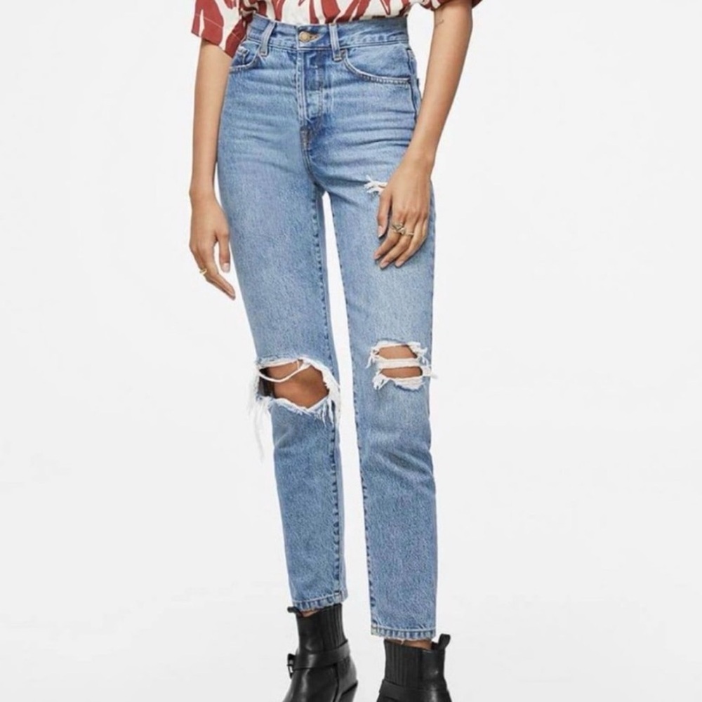 ANINE BING Brenda Distressed Straight Leg Jean size 25